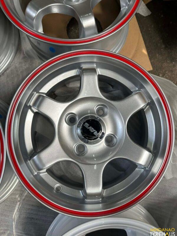 13” TE37 Rays design code 601 mags 4Holes pcd 100 Silver Redlip ...